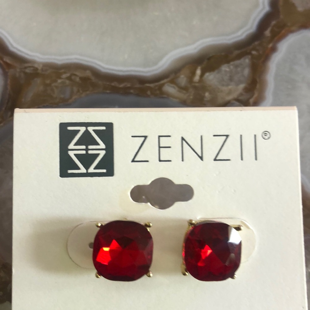 Red Crystal Stud Earrings -Boutique